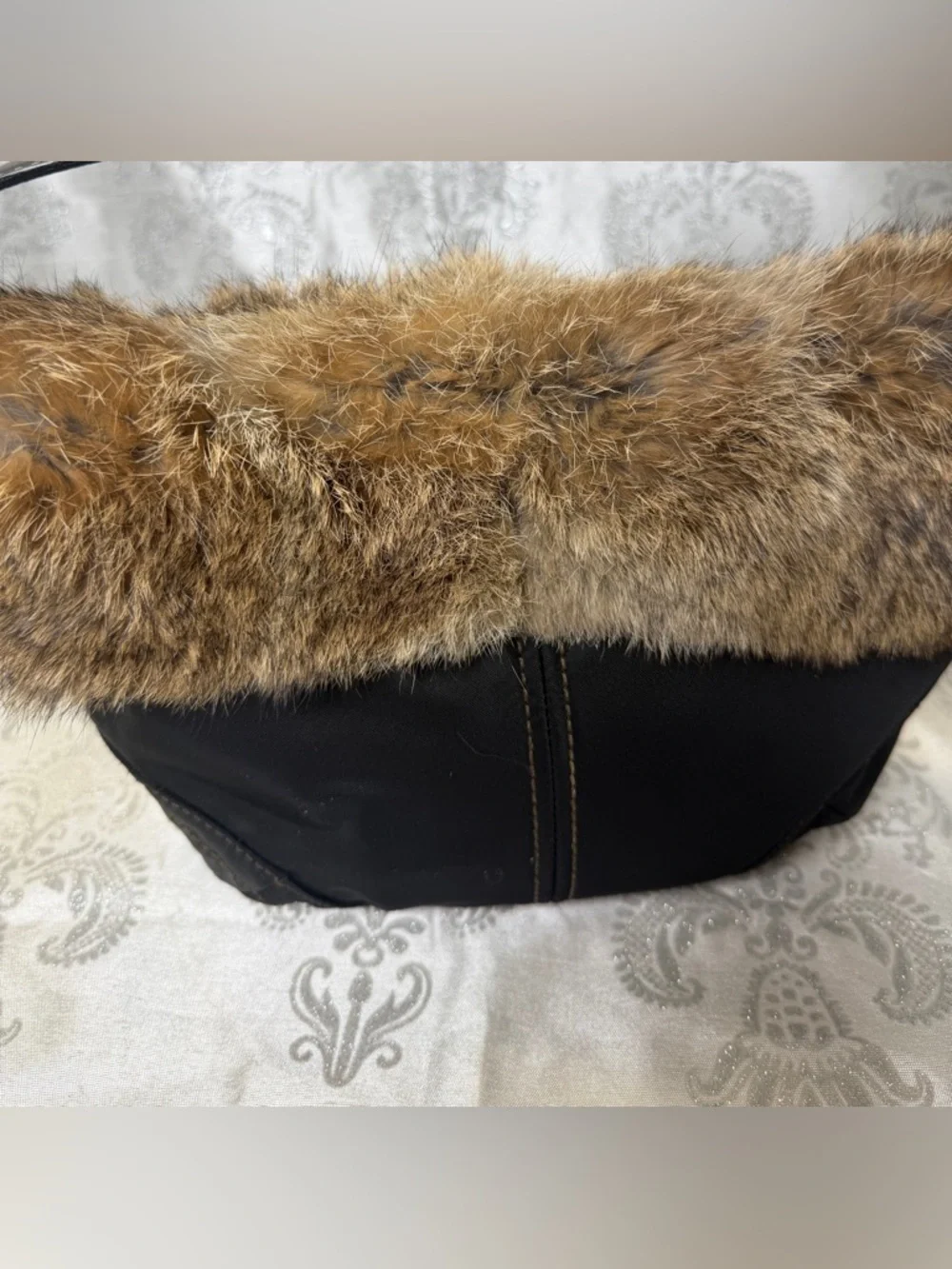 Coach y2k fur and brass soho bag vintage Coach Soho Ski Hobo Bag nwot new